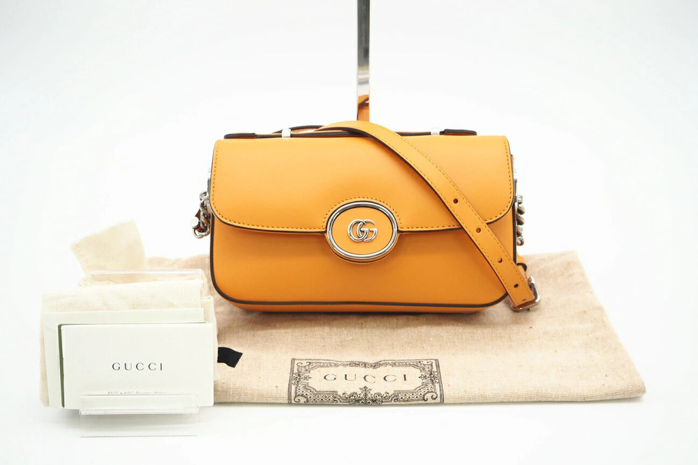 Gucci Double GG shoulder bag orange leather